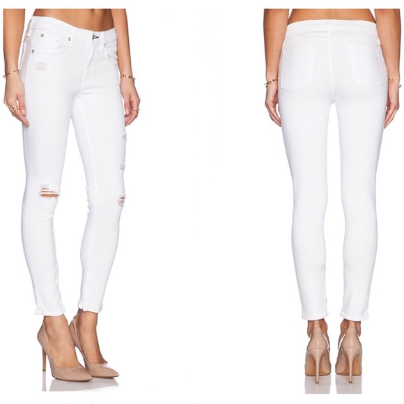rag & bone Denim - rag & bone Zipper Capri in Bright White Shredded
